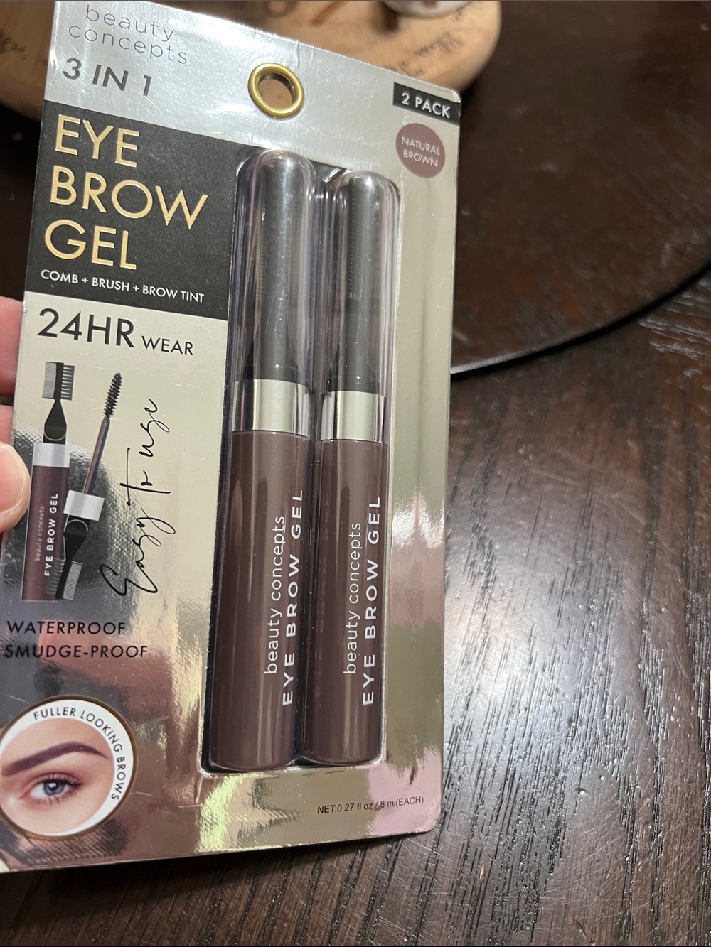 New Beauty Concepts 3-in-1 Eye Brow Gel - Natural Brown (2 Pack)